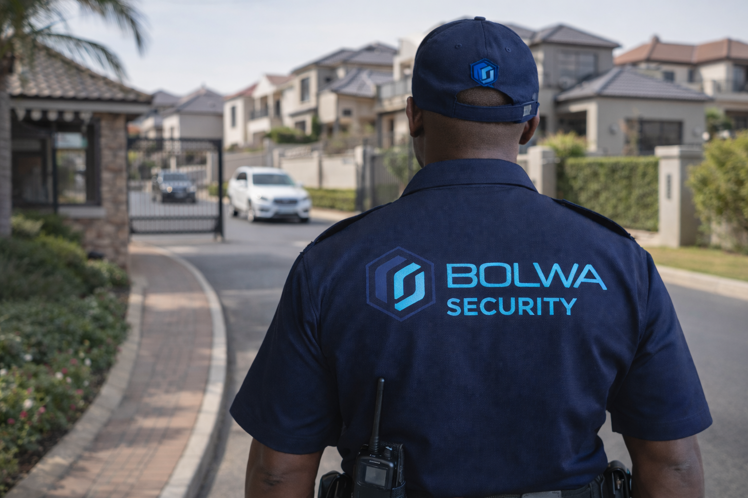 Security guard team at a gated residential estate entrance
