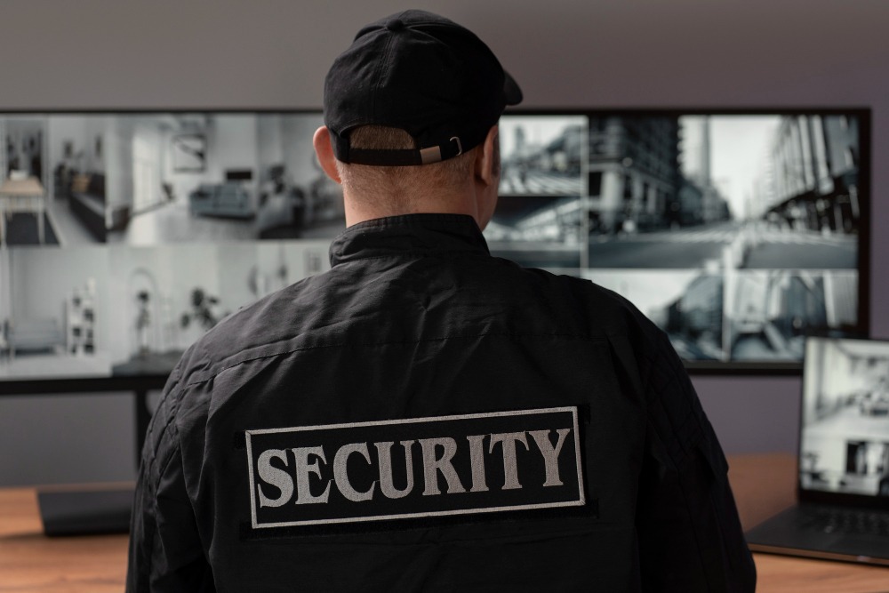 Office park security guards on duty in a commercial precinct