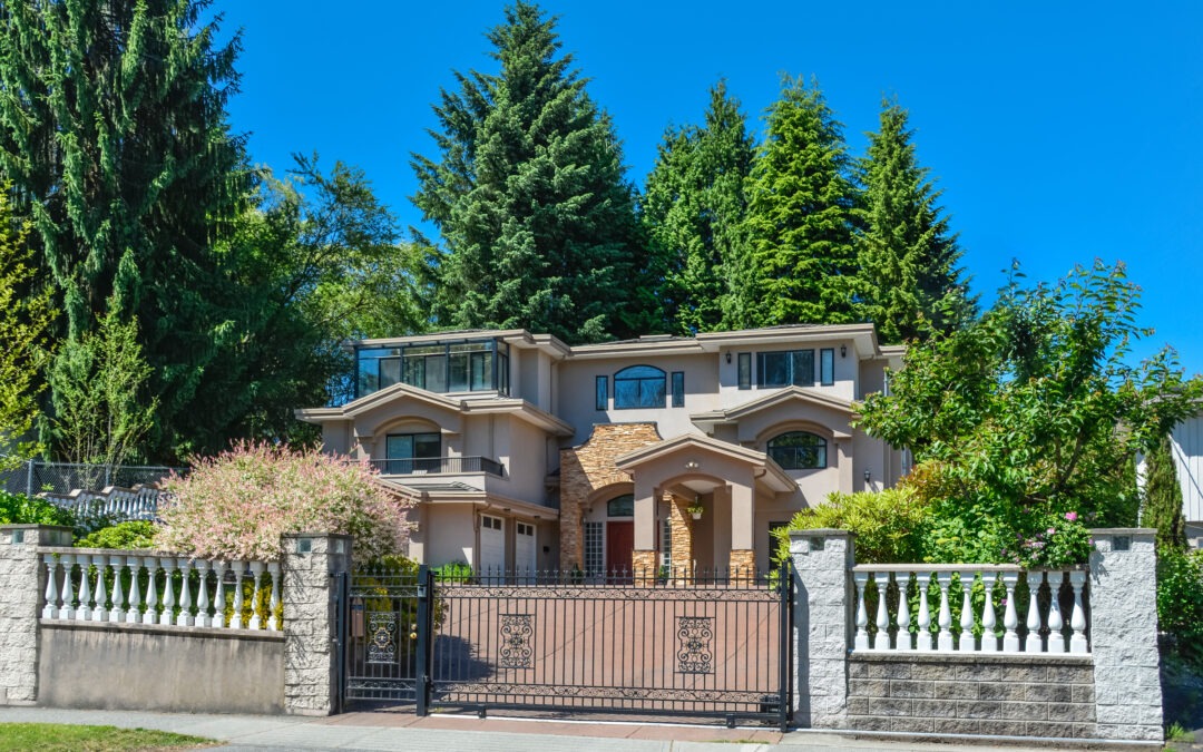 Secured residential estate entrance with gatehouse control